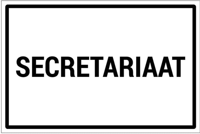 Secretariaat bord | gecoat dibond materiaal | 30 x 20 cm