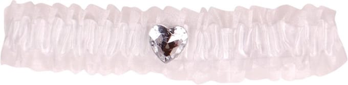 Kousenband grote maat - wit met strass hartje
