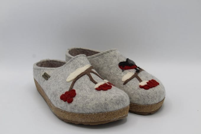 Haflinger Grizzly winterbird pantoffel (Maat - 40, Kleur - Grijs)