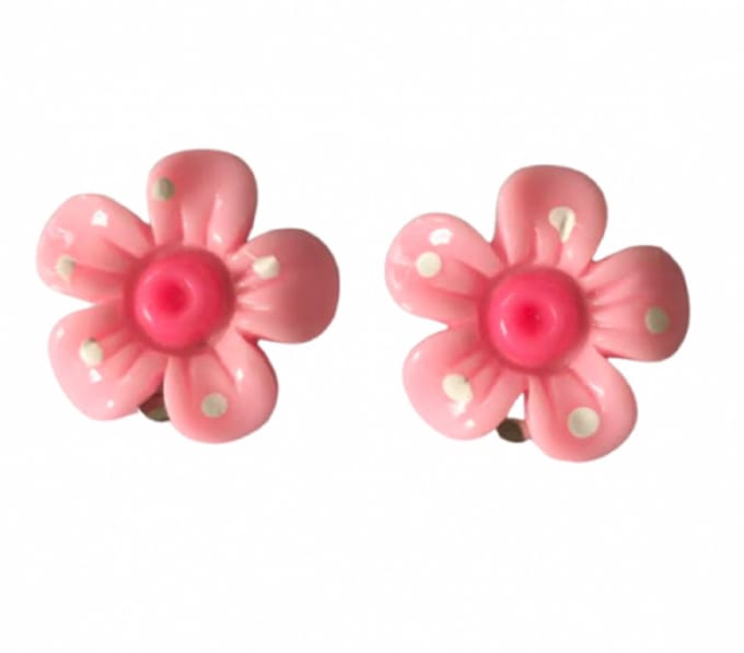 Clip oorbellen licht roze bloem kinderen