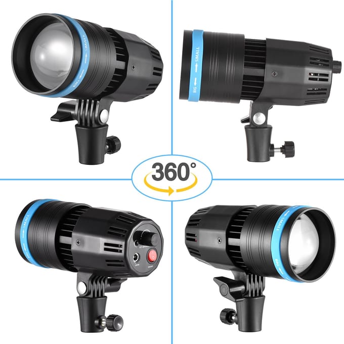 50W Compact Focus Videolicht COB Spotlight Fotografie Continu licht 5500K Dimbaar CRI90+ US Plug gray