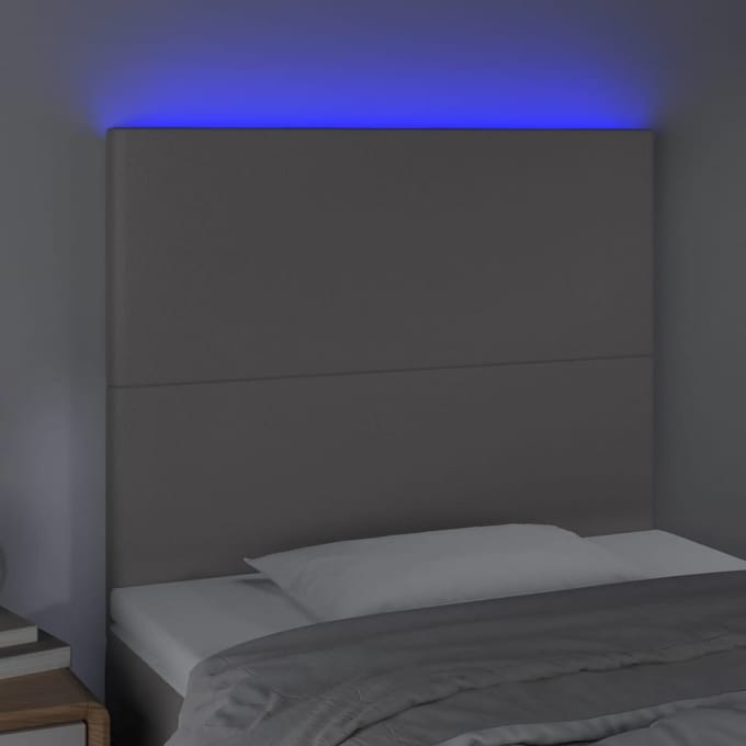 vidaXL - Hoofdbord - LED - 90x5x118/128 - cm - kunstleer - grijs