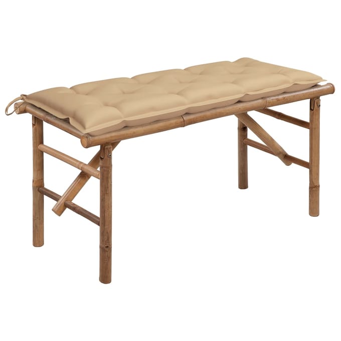 vidaXL - Tuinbank - inklapbaar - met - kussen - 118 - cm - bamboe