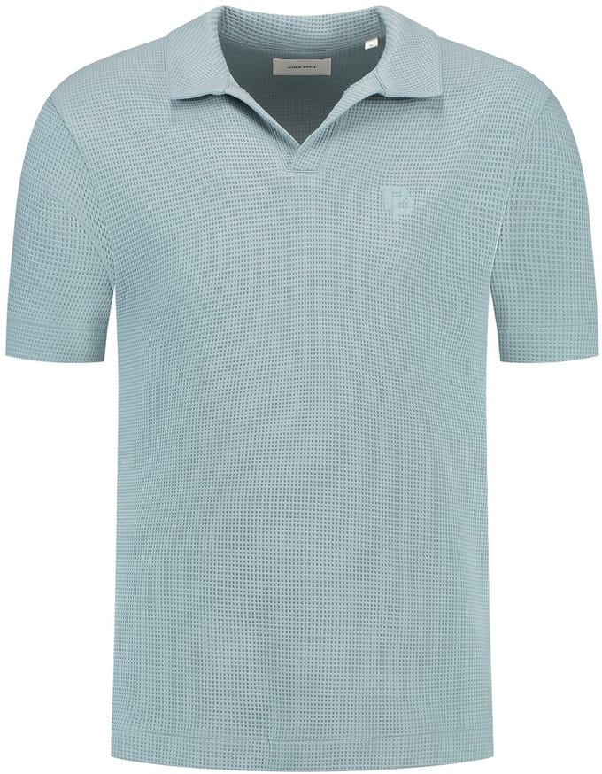 Pure Path Poloshirt Gestructureerde Polo 25010123 93 Blue Grey Mannen Maat - S