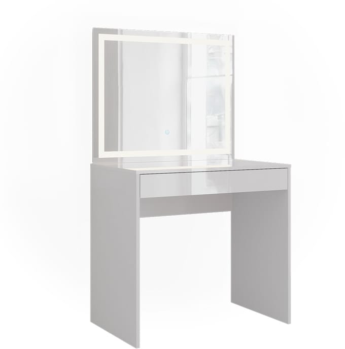 Vicco Sherry Kaptafel met licht – 81.4 cm met LED-spiegel Wit/wit hoogglans