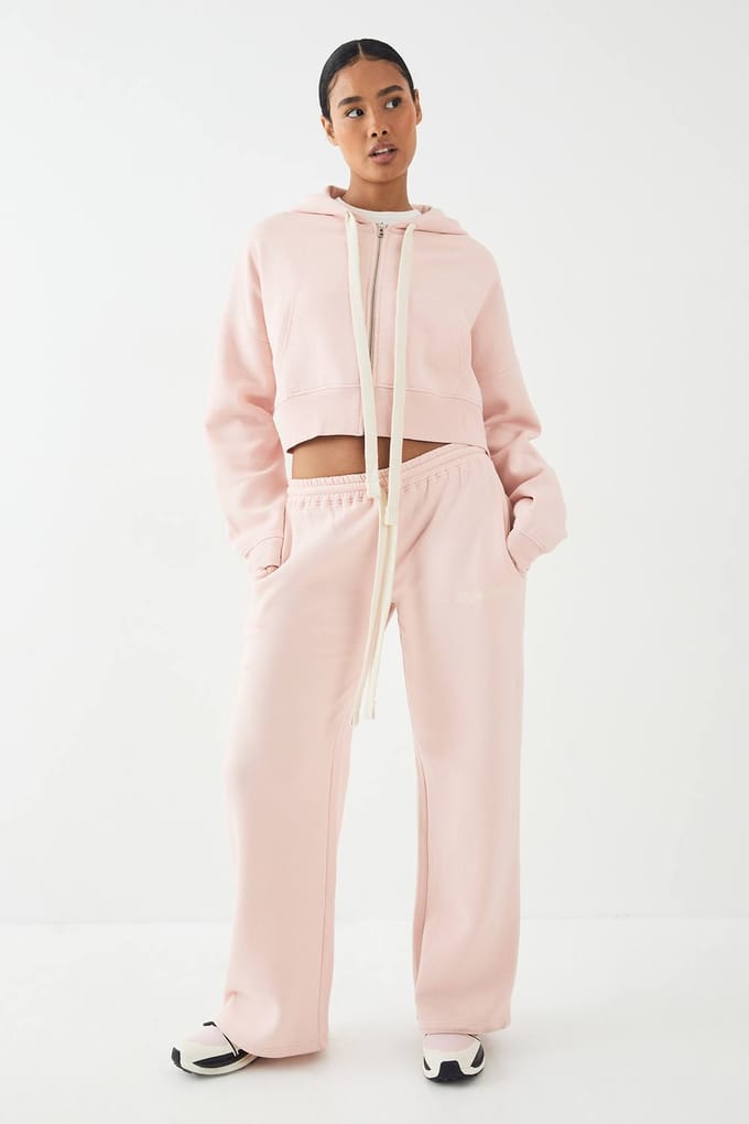 Dames DSGN Studio Contrast Trekkoord Rechte Pijp Jogger | Lichtroze | Maat: XL