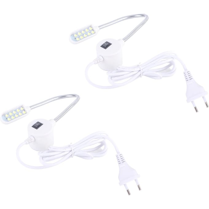 2 stuks LED Naaimachinelamp Flexibel Werk Naailicht met Magnetische Basis white
