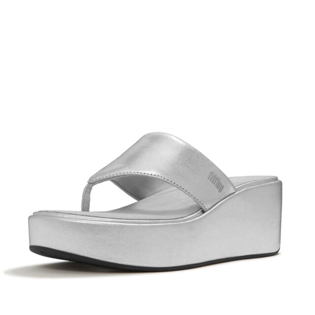 FitFlop Platfforms Wedge Toe-Post Sandals ZILVER - Maat 42