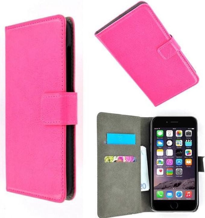 Luxe wallet bookcase roze P hoesje Geschikt voor iPhone 8