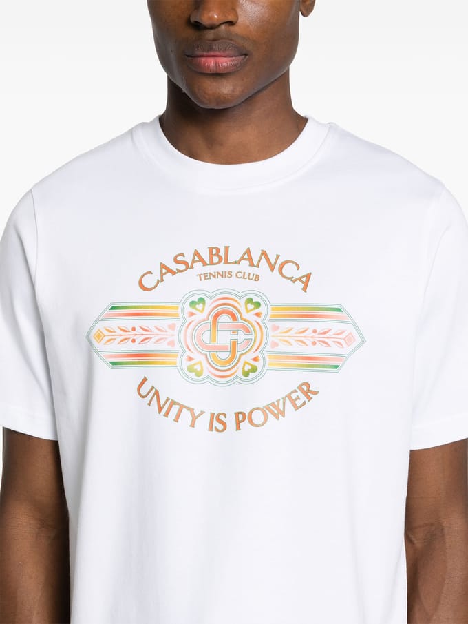 Casablanca Eenheid is macht T-shirt met opdruk in wit