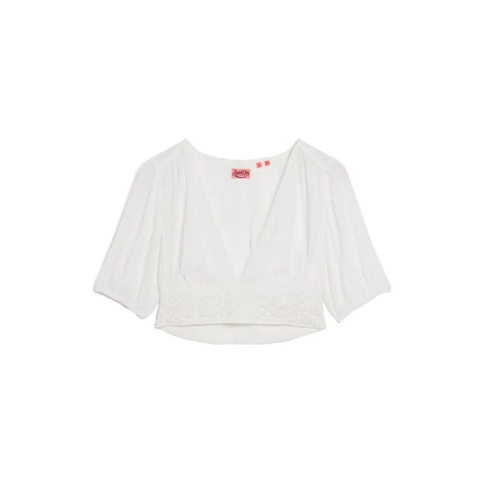 T-shirt met kantaccent voor dames Superdry Ibiza