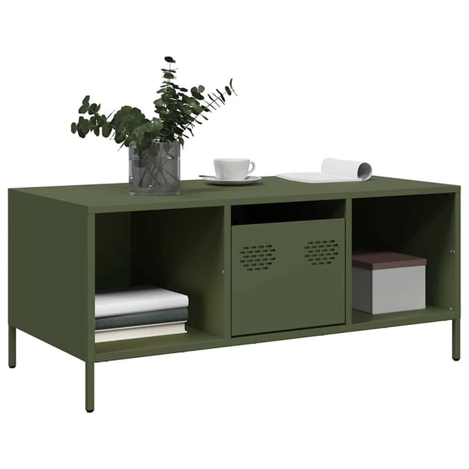 vidaXL - Salontafel - 101,5x50x43,5 - cm - koudgewalst - staal - olijfgroen