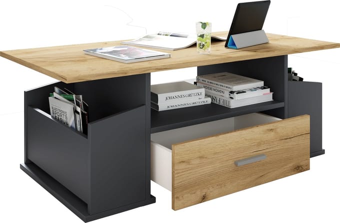 Houten bijzettafel Salontafel Sofa-tafel Woonkamertafel Lade Junata