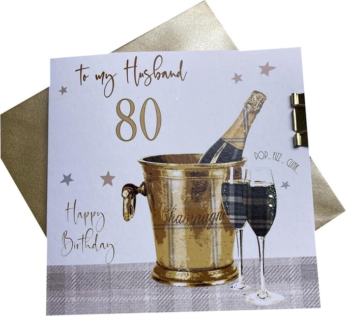 Handgemaakte Verjaardagskaart 80 Jaar Echtgenoot Luxe