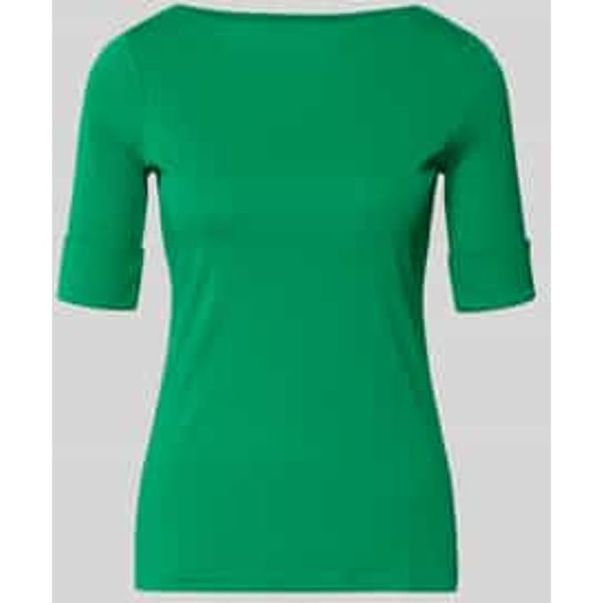 T-shirt met geribde boothals model 'JUDY'