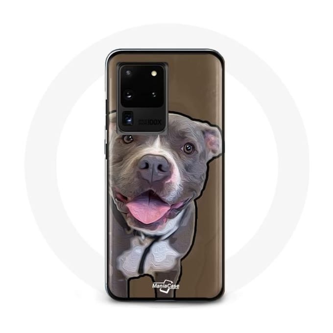 Hoesje voor Samsung Galaxy S20 Ultra Pitbull Dog Wit Grijs wit
