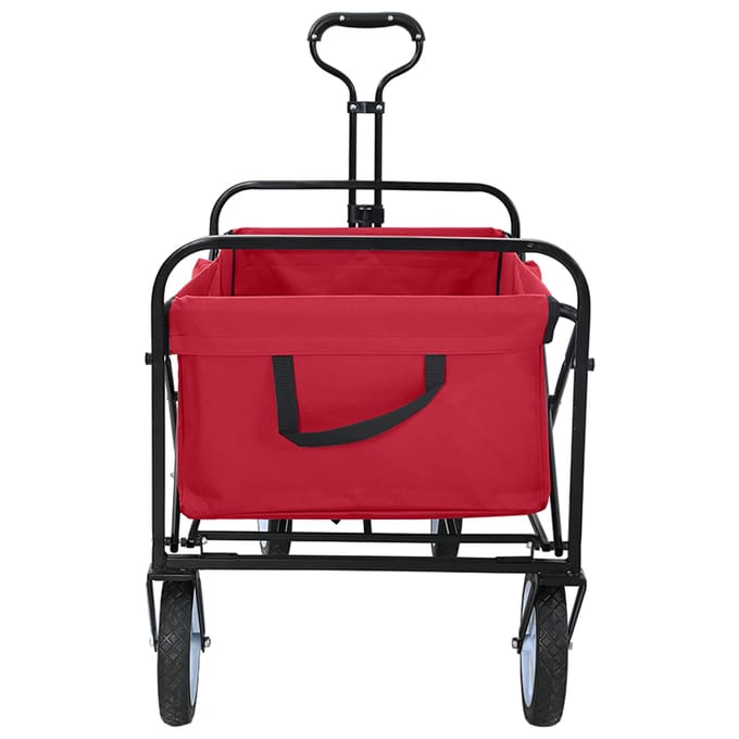 vidaXL - Vouwbare - winkelwagentje - met - remmen - Rood - 94 - x - 53 - x - 99 - cm