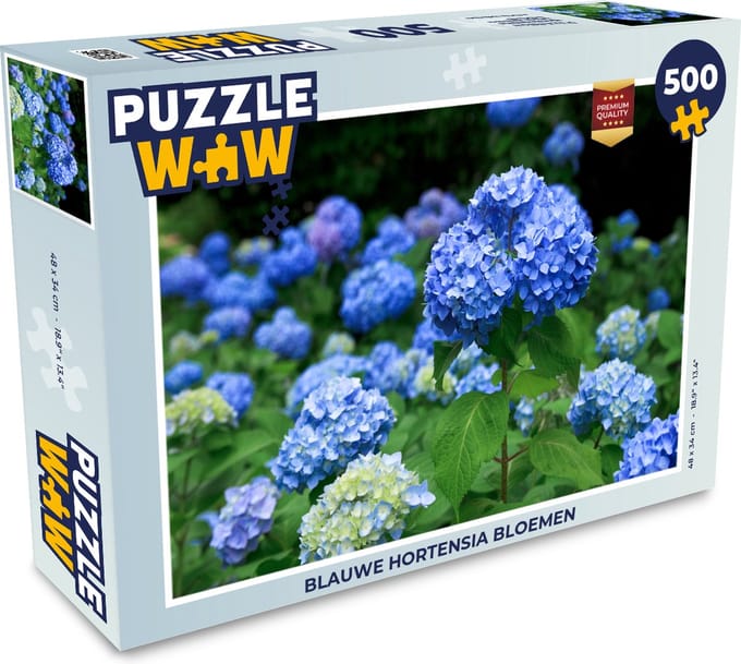 Puzzel Blauwe hortensia bloemen - Legpuzzel - Puzzel 500 stukjes