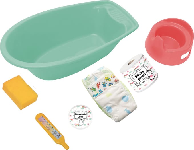 Heless Poppenbadkuipset 40,5 X 23 X 13 Cm Mintgroen 7-delig