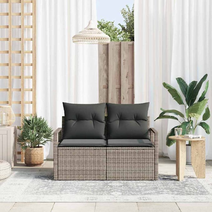 vidaXL - Tuin - Sofa - met - kussen - 120 - x - 62 - x - 69 - cm - poly - rattan