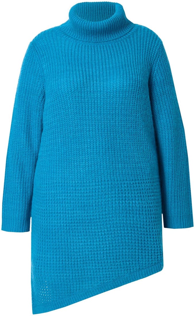 Angel of Style - Dames - Pullover straight fit gestructureerd breisel puntzoom - Licht turkoois - Maat 54+