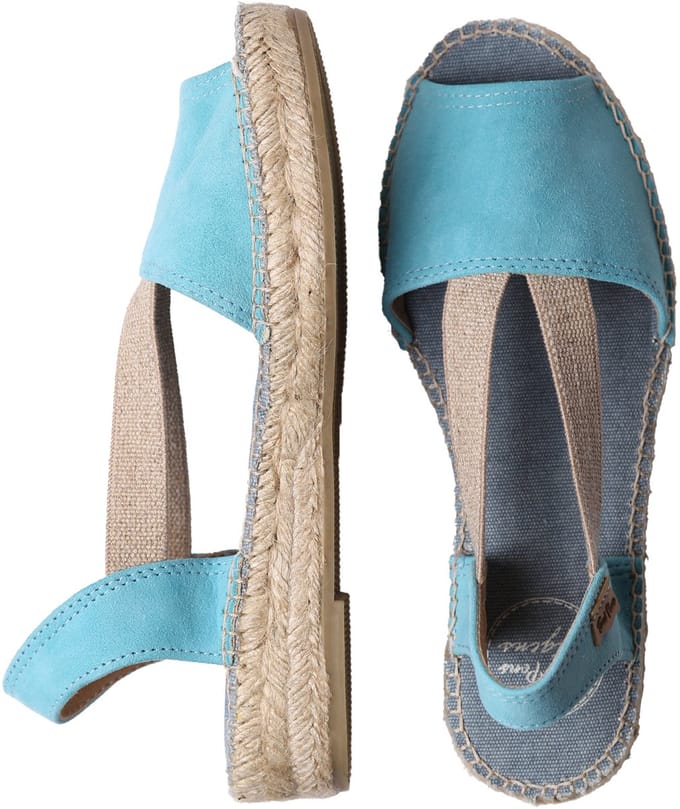 ELLA | Platte suède espadrilles voor dames - TURQUOISE, maat 36