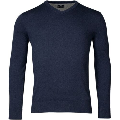 Baileys Trui Uni Color Cotton V-Neck Single Knit Dark Blue / male