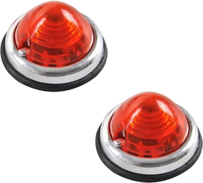 Benson Zijlamp set - chroom - rood - 70 mm - 2 stuks