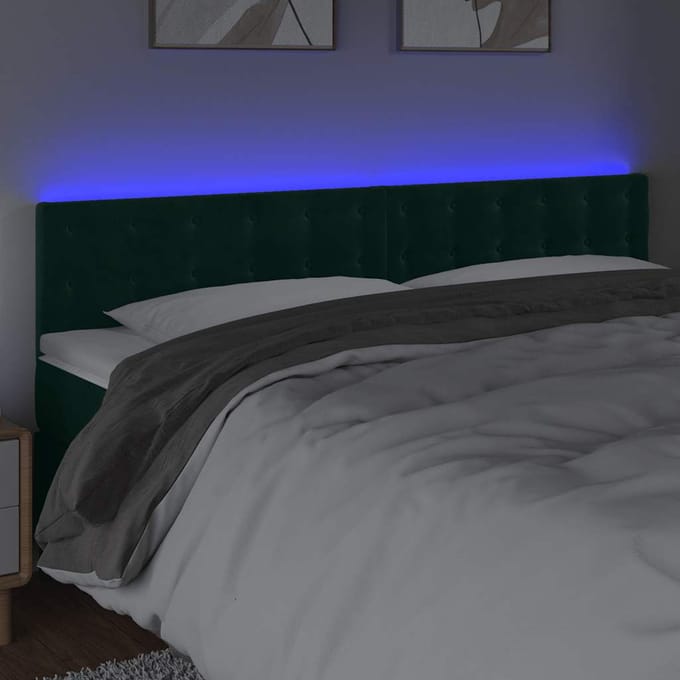 vidaXL - Hoofdbord - LED - 180x5x78/88 - cm - fluweel - donkergroen