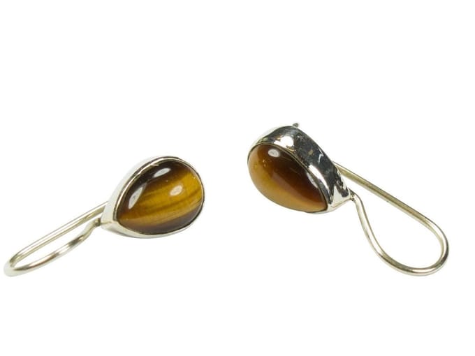 Zilveren oorbellen met sluiting Tijgeroog 925 zilver