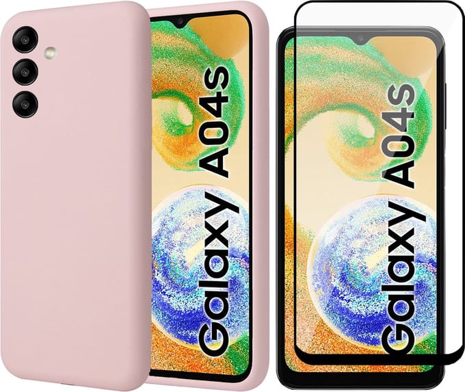 Hoesje geschikt voor Samsung Galaxy A04s / A13 5G - Screen Protector FullGuard - Back Cover Case SoftTouch Roze & Screenprotector