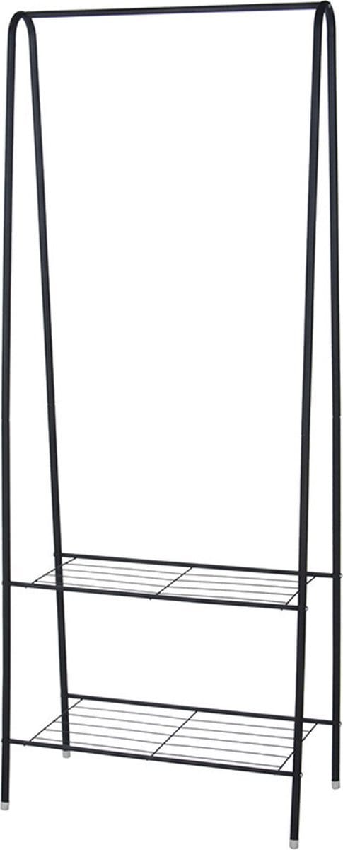 H&S Collection Kledingrek met planken - metaal - zwart