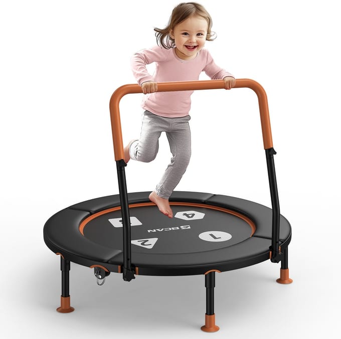 BCAN - 91 cm trampolin voor kinderen 1-6 jaar - Opvouwbaar & ASTM - Handgreep & polster