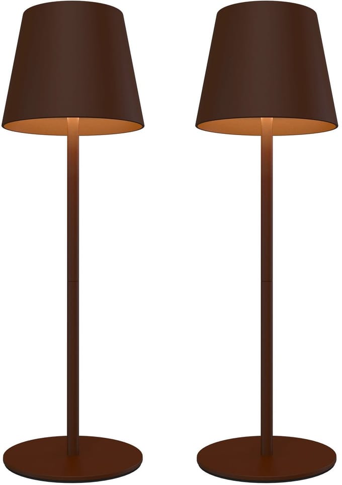 Ledvion – 2x Oplaadbare Tafellamp Nyra – LED - Bruin– Dimbaar – IP54 – USB