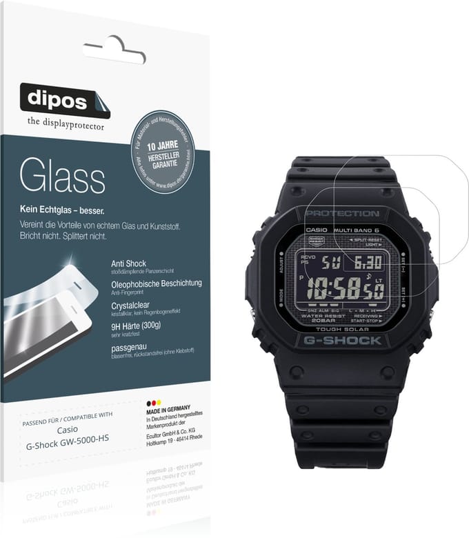 dipos – 2x Pantserfolie geschikt voor Casio G-Shock GW-5000-HS | 9H Screenprotector