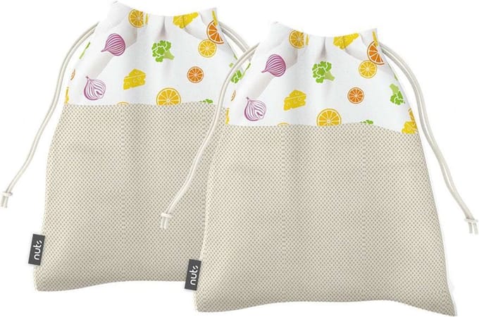 Bee's Wax - Eco Friendly Vershoudzak Klein Set van 2 Stuks Fruit & Vegetable - Biologisch Katoen - Multicolor