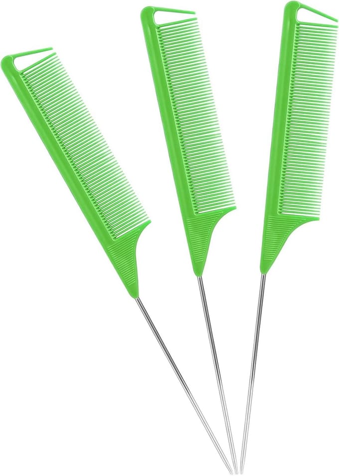 Rattenstaartkammen Set - Haar Styling Tools - Haar Scheiden Stylen - Hittebestendig Koolstofvezel - 24 cm Lengte - Groen