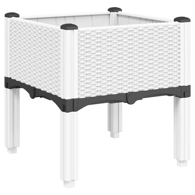 vidaXL - Plantenbak - met - poten - 40x40x42 - cm - polypropeen - wit