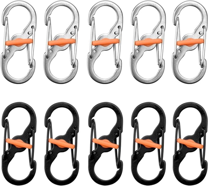 Kleine Karabijnhaak S - Mini Roestvrij Staal - 10 Stuks