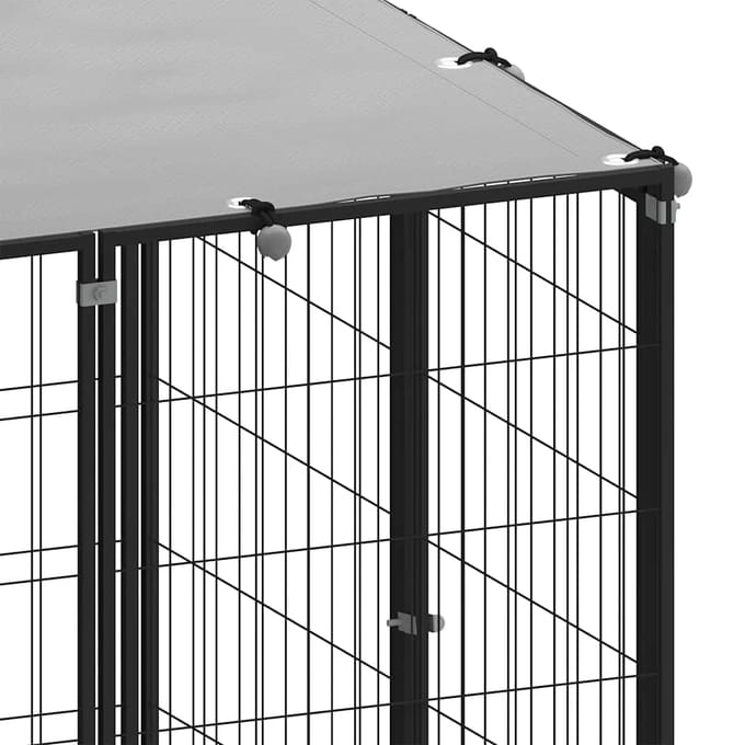 vidaXL - Hondenkennel - 6,05 - m² - staal - zwart