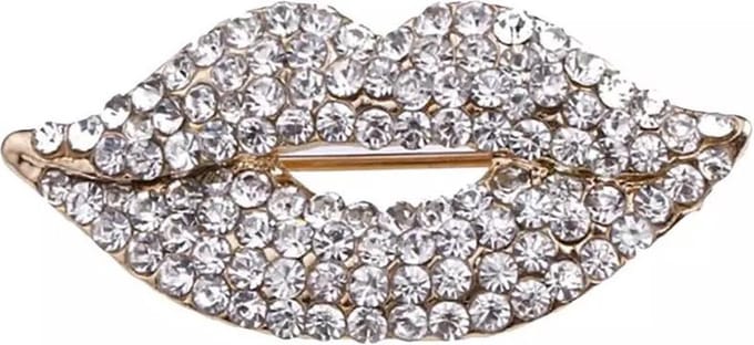 Broche mond Strass (Goudkleurig) 4.2 x 1.8 cm