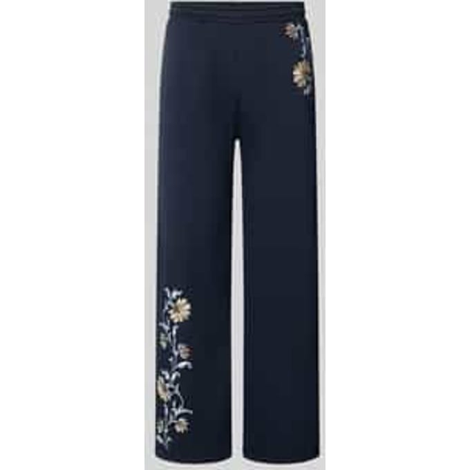 straight fit sweatpants met bloemig borduursel