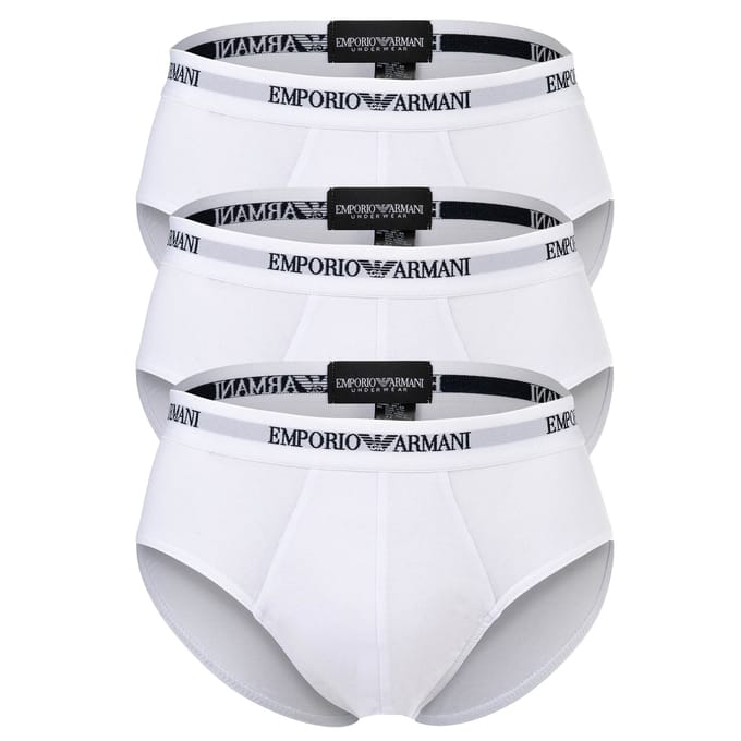 Armani slips met logo band 3-pack wit