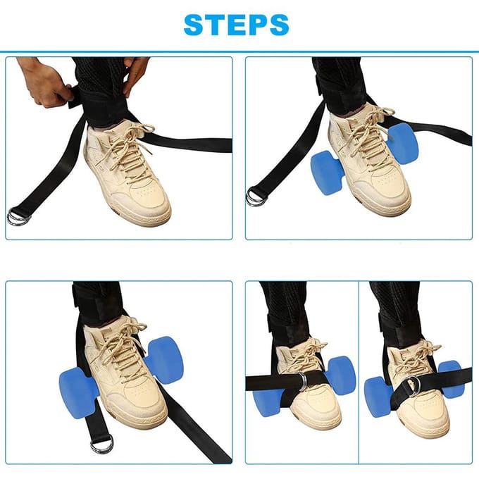 Enkelgesp Verbeterde Dumbbell Enkelband Elastisch Touw Verstelbare Barbell Enkelgesp Vier Ringen Enkelband Enkel adjustable black