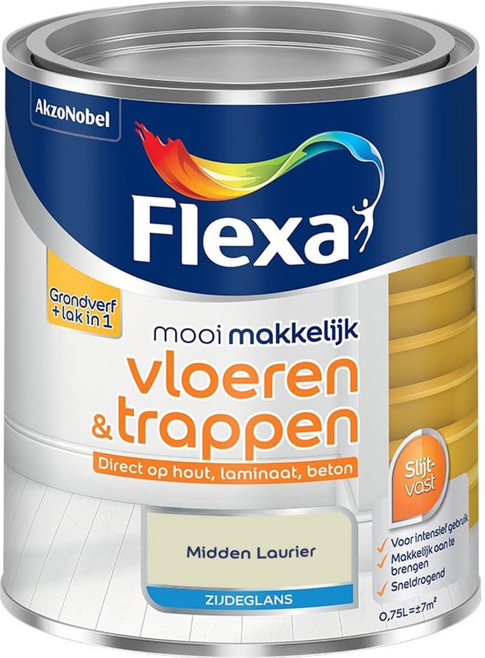 Flexa - Mooi Makkelijk Vloeren & Trappen Zijdeglans - Midden Laurier - Mengverf - 750 Ml