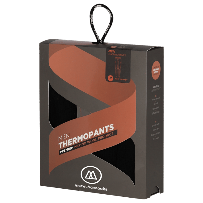 Morethansocks - Thermolegging Merino Wol Heren - 2-Stuks - Zwart / M