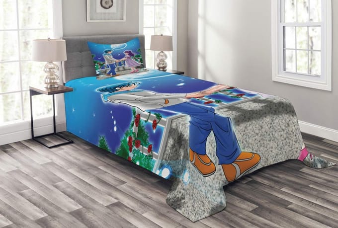 ABAKUHAUS Anime Sprei-Set – 170x220 cm – blauw/grijs