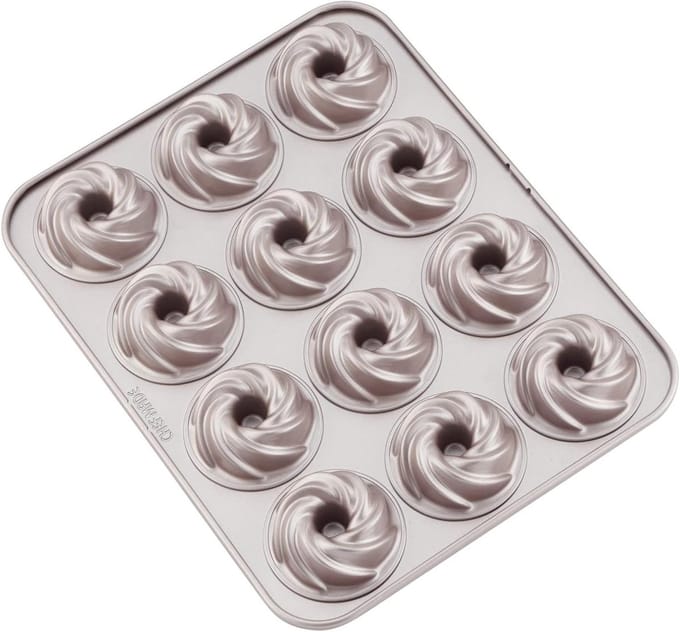 Bakvorm Cycloon - Donut Vorm - Taarten Bakken - Verdikt Koolstofstaal - 12 Holtes - Champagne Goud