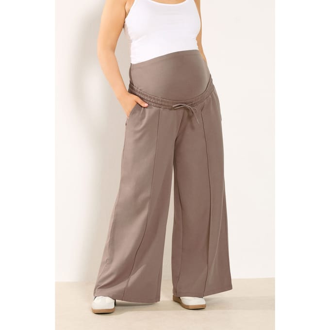 Bump It Up Maternity Bruine Joggers Met Wijde Pijpen Size 46