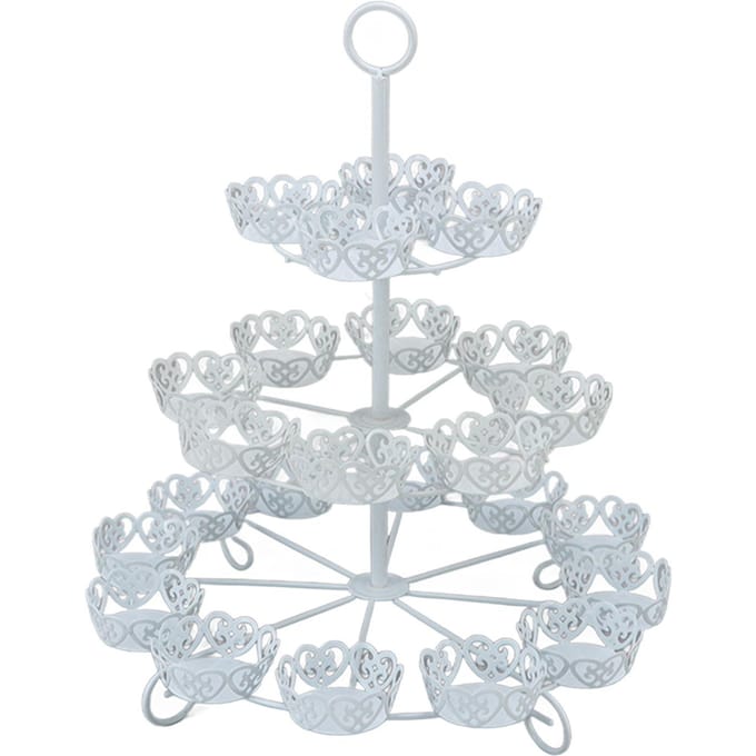Cupcakestandaard voor 24 cupcakes 3 laags Gebak Serveer Display Standaard IJzeren Dessert Drager Display white